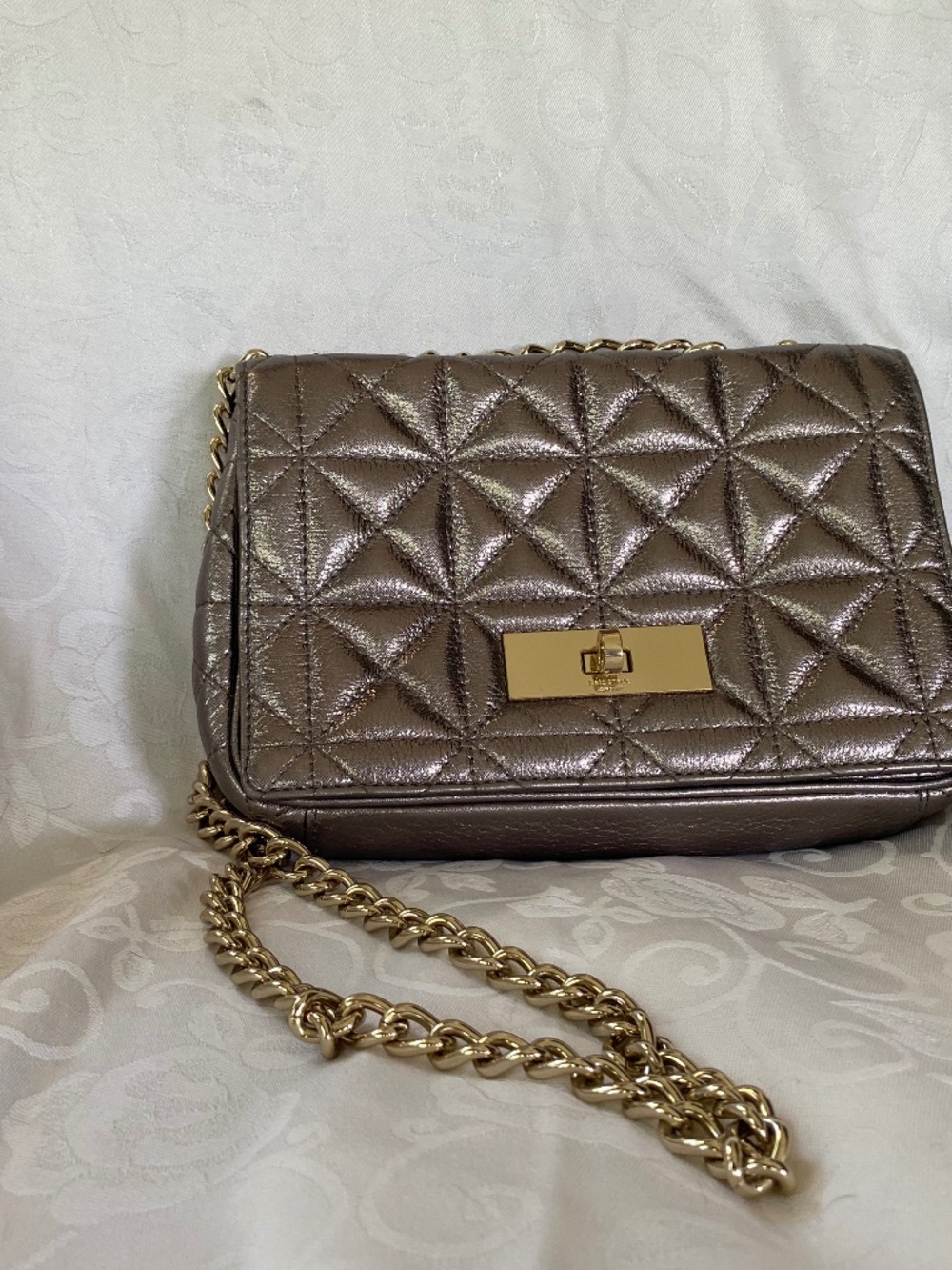 Kate Spade New York Metallic Quilted Leather Convertible Shoulder Bag Crossbody